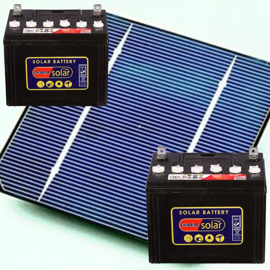 a set of batteries and a solar panel