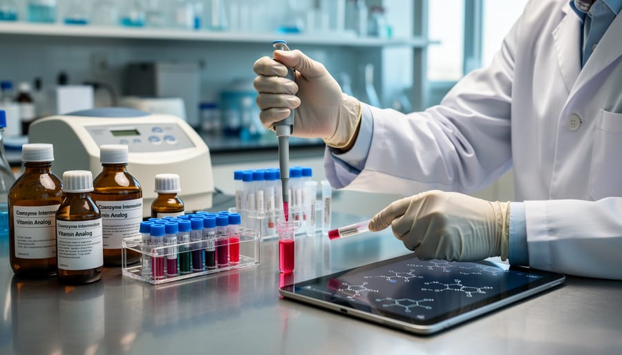 Gloved researcher hands pipetting into a culture plate in a sterile laboratory hood